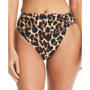 Bar III Women's Extra Small Cheetah-Print Bikini High-Waisted Bottoms NWT